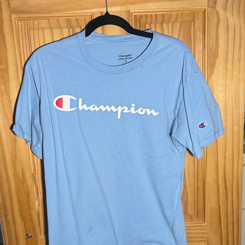 Champion Men's Light Blue Logo Tee